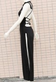 Summer Formal Black Sexy Side Slit Sleeveless Party Jumpsuit