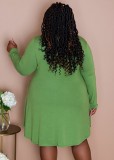 Vestido de camisa de manga larga verde casual de talla grande de otoño