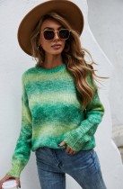 Mehrfarbiger Herbst-Pullover mit O-Ausschnitt, normaler Pullover