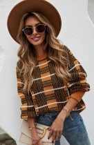 Herbst-Karo-Print O-Neck Regular Pullover Pullover
