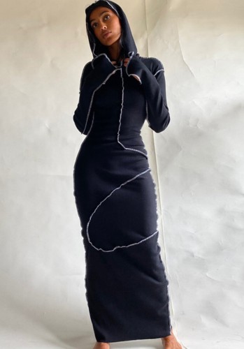 Árabe Dubai Árabe Médio Oriente Turquia Marrocos Vestuário islâmico Kaftan Abaya Vestido muçulmano com capuz preto