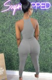 Summer Grey Sexy Ruched Crop Top and Pants Set