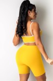 Summer Yellow Sexy Cut Out Strap Bodycon Rompers