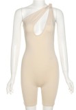 Summer Sexy Khaki Cut Out One Shoulder Basic Rompers