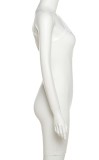 Summer Sexy White Cut Out One Shoulder Basic Rompers
