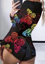 Autumn Butterfly Print Long Sleeve Rompers Homewear