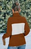 Suéter de manga larga regular con cuello alto y bloque de color otoñal