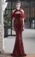 Summer Formal Red Sequins Patch Mermaid Evening Dress
