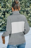 Suéter de manga larga regular con cuello alto y bloque de color otoñal