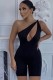 Summer Sexy Black Cut Out One Shoulder Basic Rompers