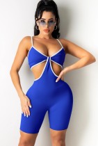 Sommer Blau Sexy Bodycon Strampler mit ausgeschnittenen Trägern