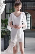 Summer Occassional Formal White Sequin Irregular Short Cocktail Dress