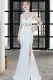 Summer Formal Occassional Strap Slit Mermaid Evening Dress White
