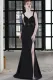 Summer Formal Occassional Strap Slit Mermaid Evening Dress Black