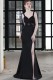 Summer Formal Occassional Strap Slit Mermaid Evening Dress Black