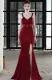 Summer Formal Occassional Strap Slit Mermaid Evening Dress Burgunry