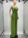 Summer Green Sexy Fit-and-Flare Strapless Casual Jumpsuit