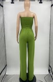 Summer Green Sexy Fit-and-Flare Strapless Casual Jumpsuit