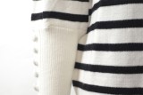 Autumn Casual white O-neck stripe long sleeve swearter