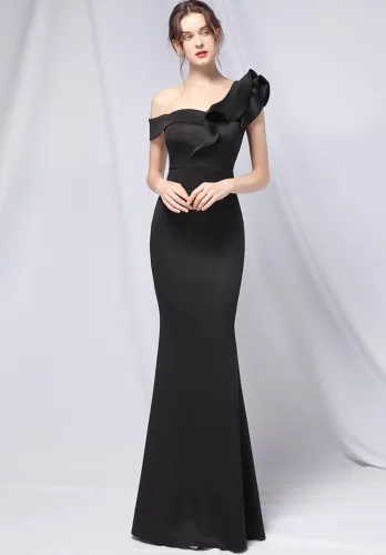 Summer Formal Black off shoulder Long Mermaid Evening Dress