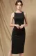 Elegant Black Side Split Sleeveless Round Neck Skinny Formal Midi Dress