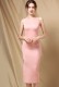 Elegant Pink Side Split Sleeveless Round Neck Skinny Formal Midi Dress