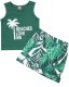 Summer Kids Casual Green Tank Top and Leaf print Short Set