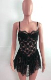 Summer Black Lace Sexy Strap Party Dress