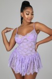 Summer Purple Lace Sexy Strap Party Dress
