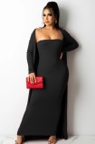 Autumn Solid Plain Tube Dress with Matching Cardigans