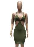 Summer Sexy Green Strap Hollow Out Bodycon Dress