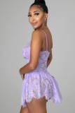 Summer Purple Lace Sexy Strap Party Dress