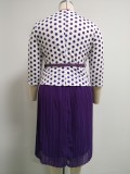 Autumn Plus Size Mother of Bride Print Top and Purple Midi Dress Set