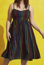 Sommer Plus Size Casual Stripe Sun Dress