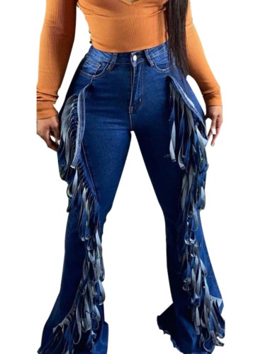 Осенний синий ремень с кисточками Casaul Denim Jeans