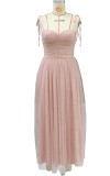 Summer Sweety Pink Sequins Mesh Strap A-line Bridesmaid Dress