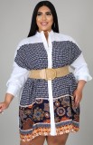 Autumn Plus Size Boho Printed Long Sleeve Loose Shirt Dress
