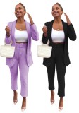 Autumn Professional Purple Long Blazer and Matching Pants 2 Piece Office Suit