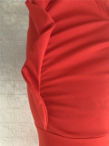 Summer Professional Red Ruffle Office Dress