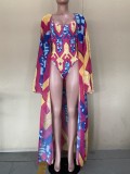 Africa Print One-Piece Print Swimwear with Matching Cover-Ups