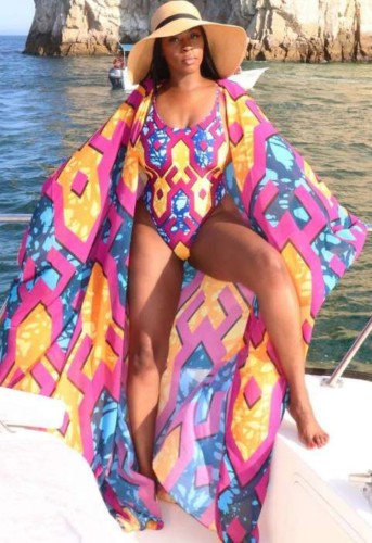 Africa estampa trajes de banho estampados com macacões combinando