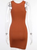 Summer Casual Solid Color Ribbed Mini Tank Dress
