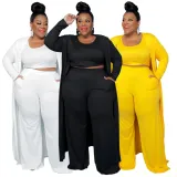 Autumn Plus Size White 3 Piece Pants Set