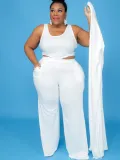 Autumn Plus Size White 3 Piece Pants Set