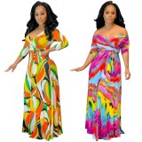 Autumn Africa Multicolor Wrap Long Maxi Dress