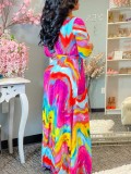 Autumn Africa Multicolor Wrap Long Maxi Dress