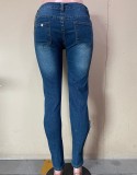 Autumn Cut Out Chains High Waist Fitted Jeans