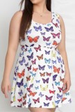 Summer Plus Size Butterfly Print Tank Dress