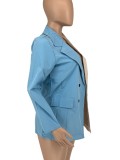 Autumn Color Block Turndown Collar Regular Blazer with Full Sleeves