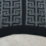 Autumn Sexy Black Beaded Crop Top and Shorts 2 Piece Set